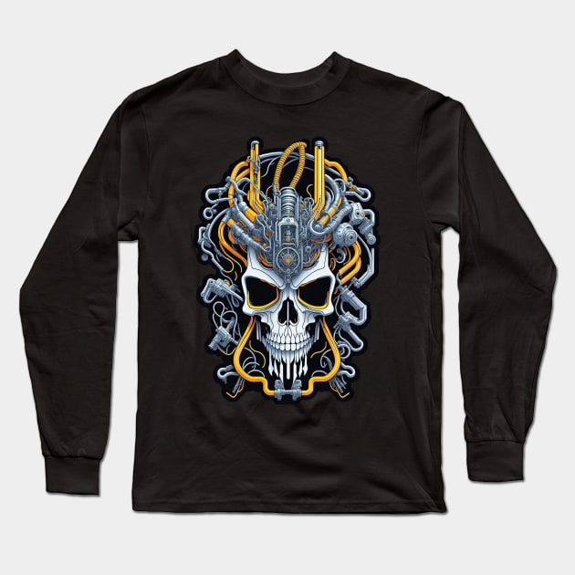 Mecha Skull S03 D83 Long Sleeve T-Shirt by Houerd